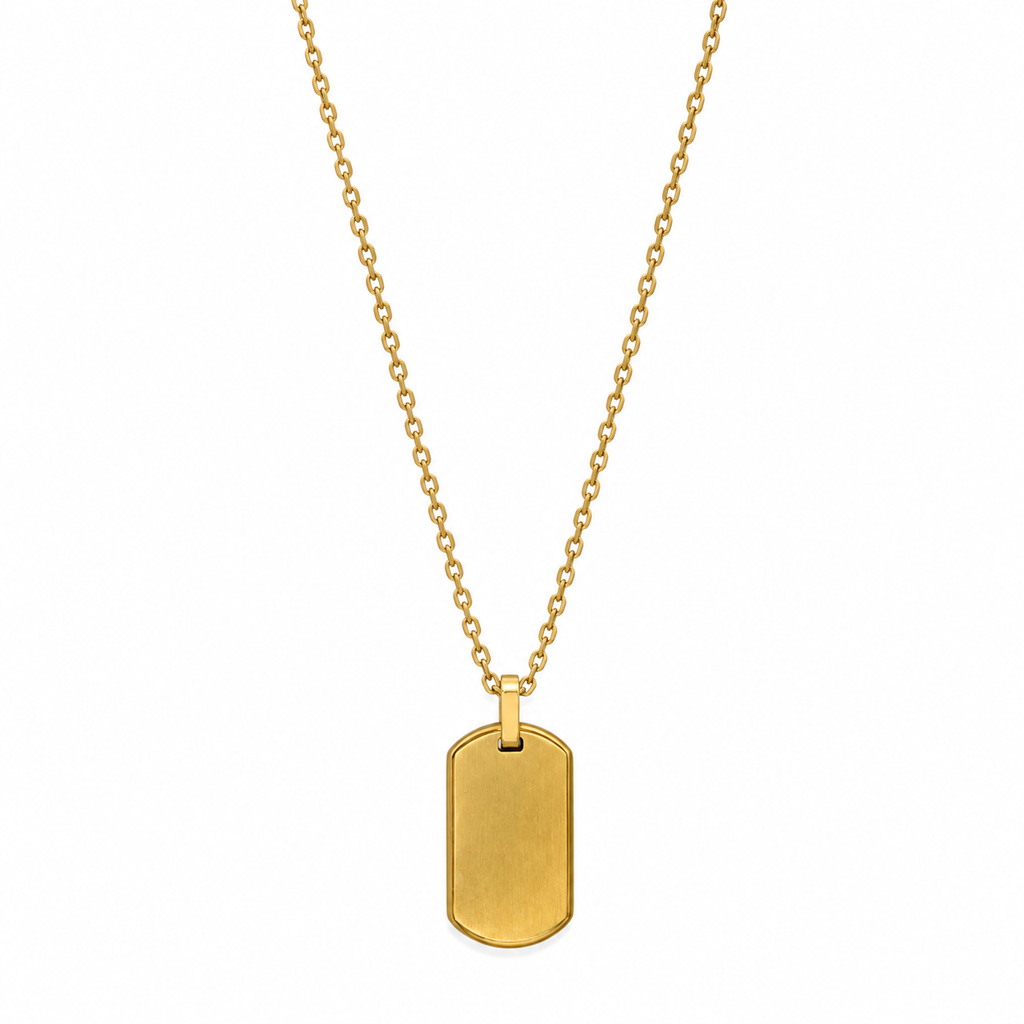 Gold tag necklace