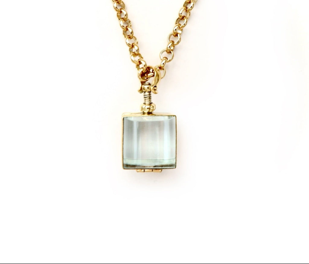mini square locket pendant necklace