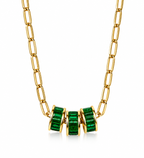 three emerald rings x link chain necklace