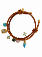 leather mixed charm bracelet