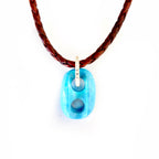 turquoise link x toggle leather necklace