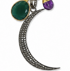 pave diamond moon necklace