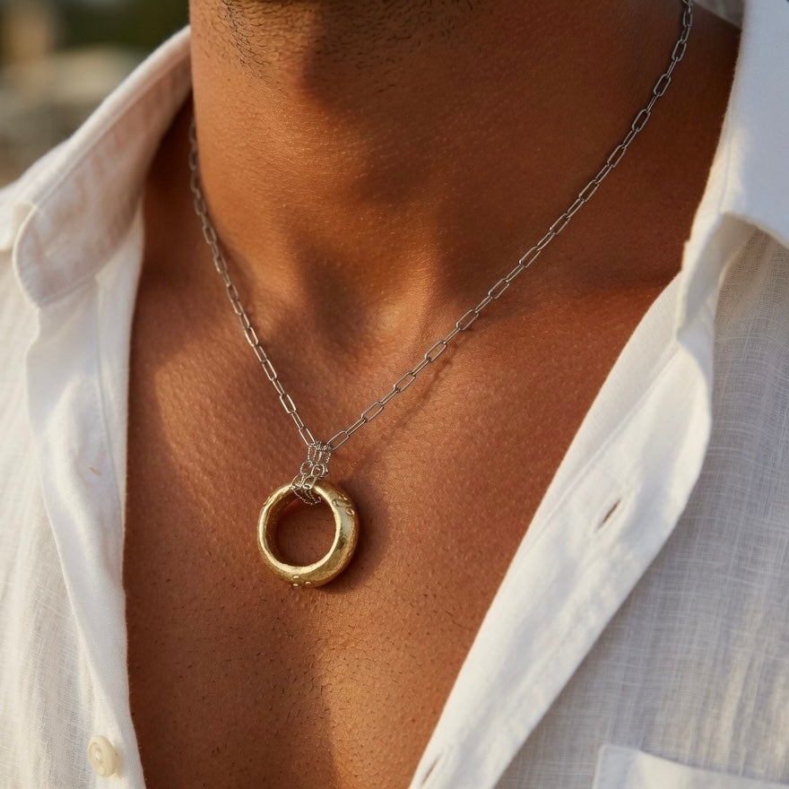 ring on chain mens necklace