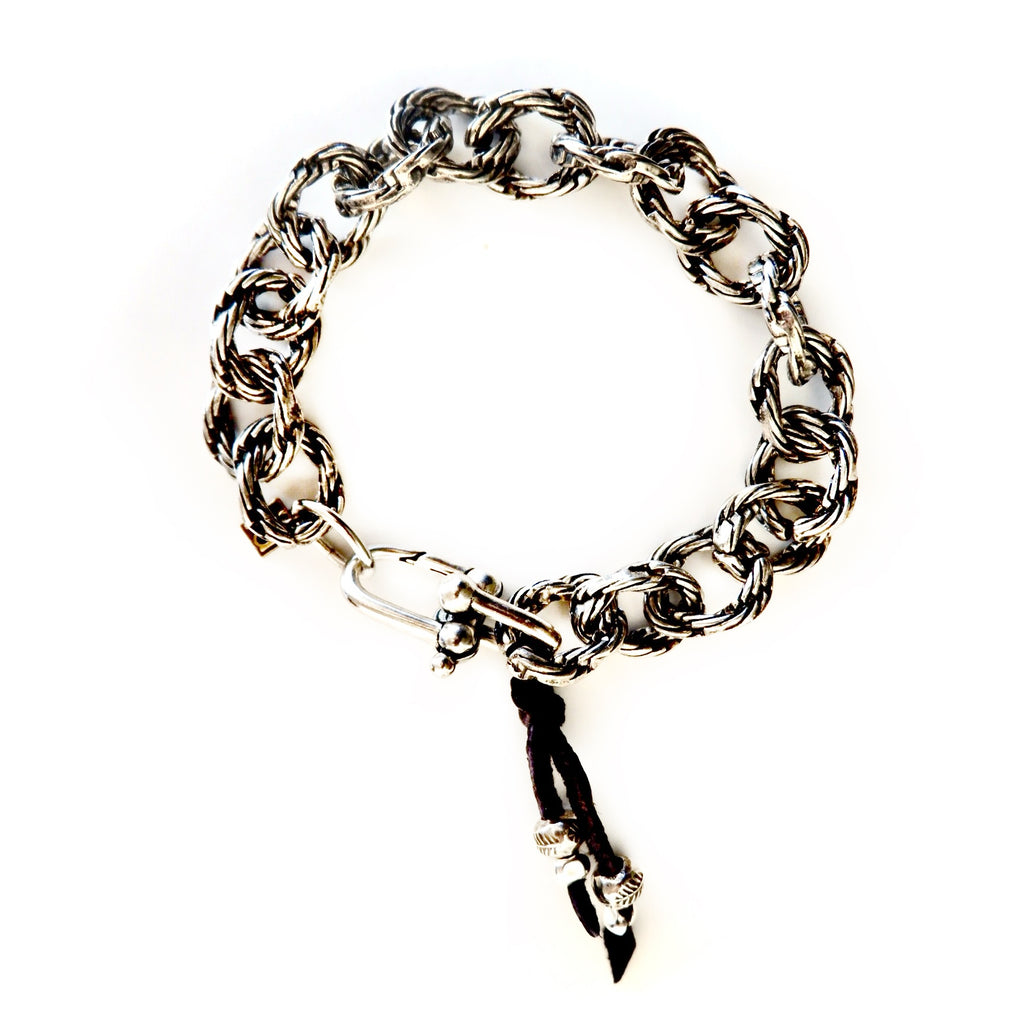 chunky hammered silver chain bracelet