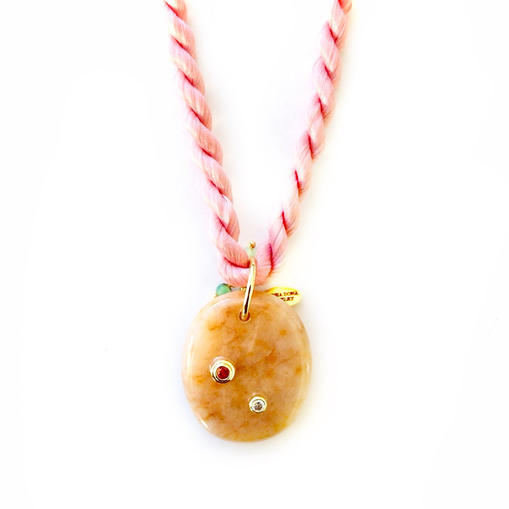 blush silk rope x gemstone necklace