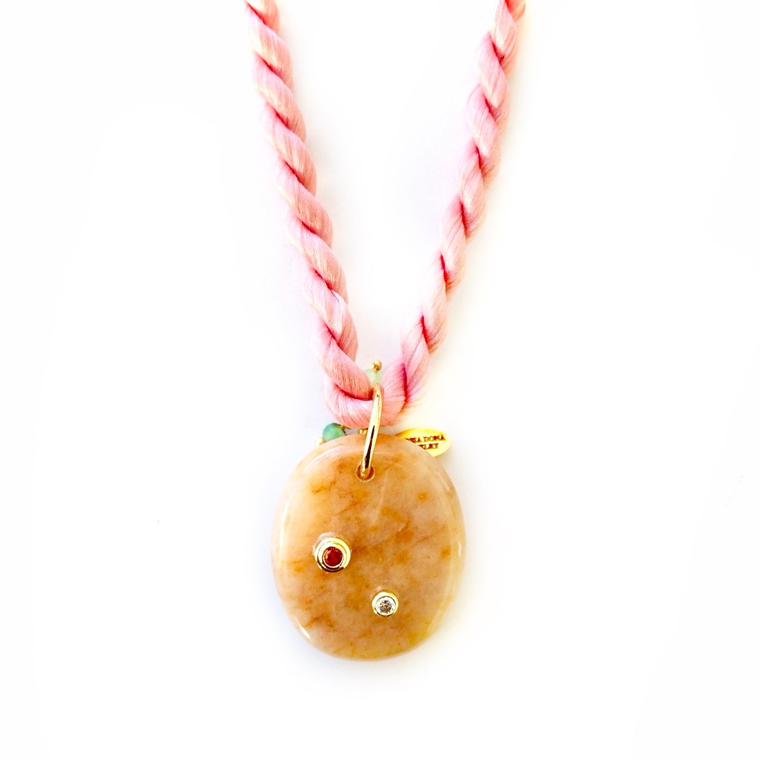 blush silk rope x gemstone necklace