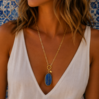 lapis lazuli x vintage chain necklace