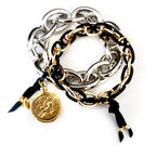 vintage coin and metal chain bangle