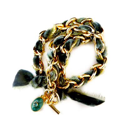 link chain and velvet ribbon necklace