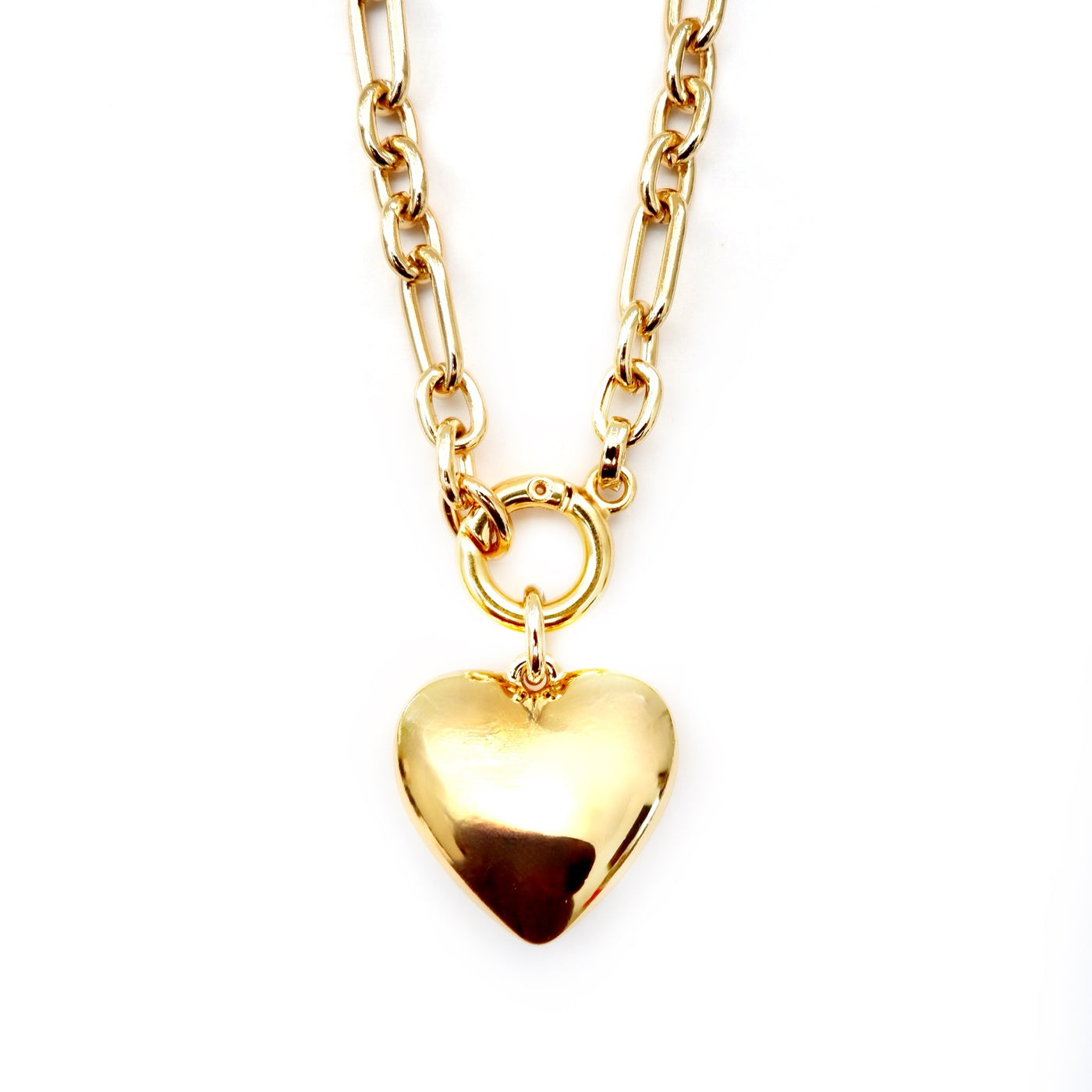 my puffy gold heart necklace