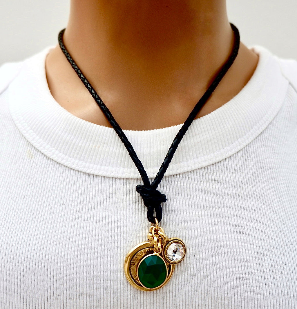 my leather three times a charm necklace