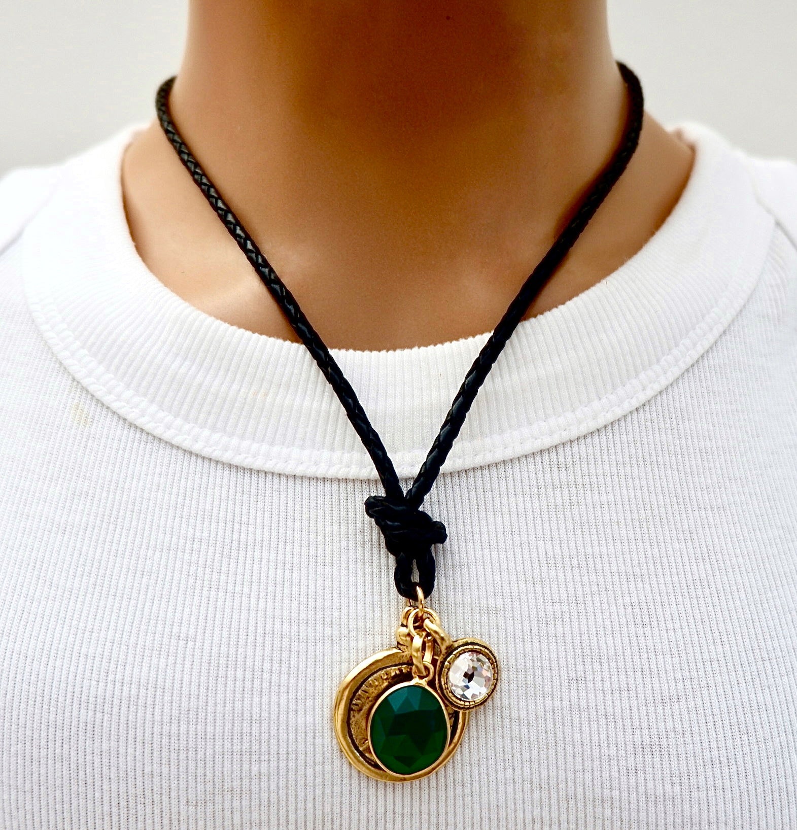 my leather three times a charm necklace