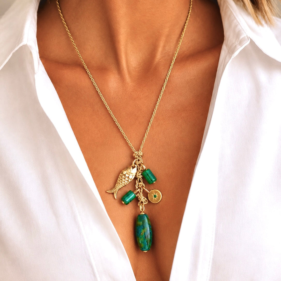 fish n gems x gold cord necklace