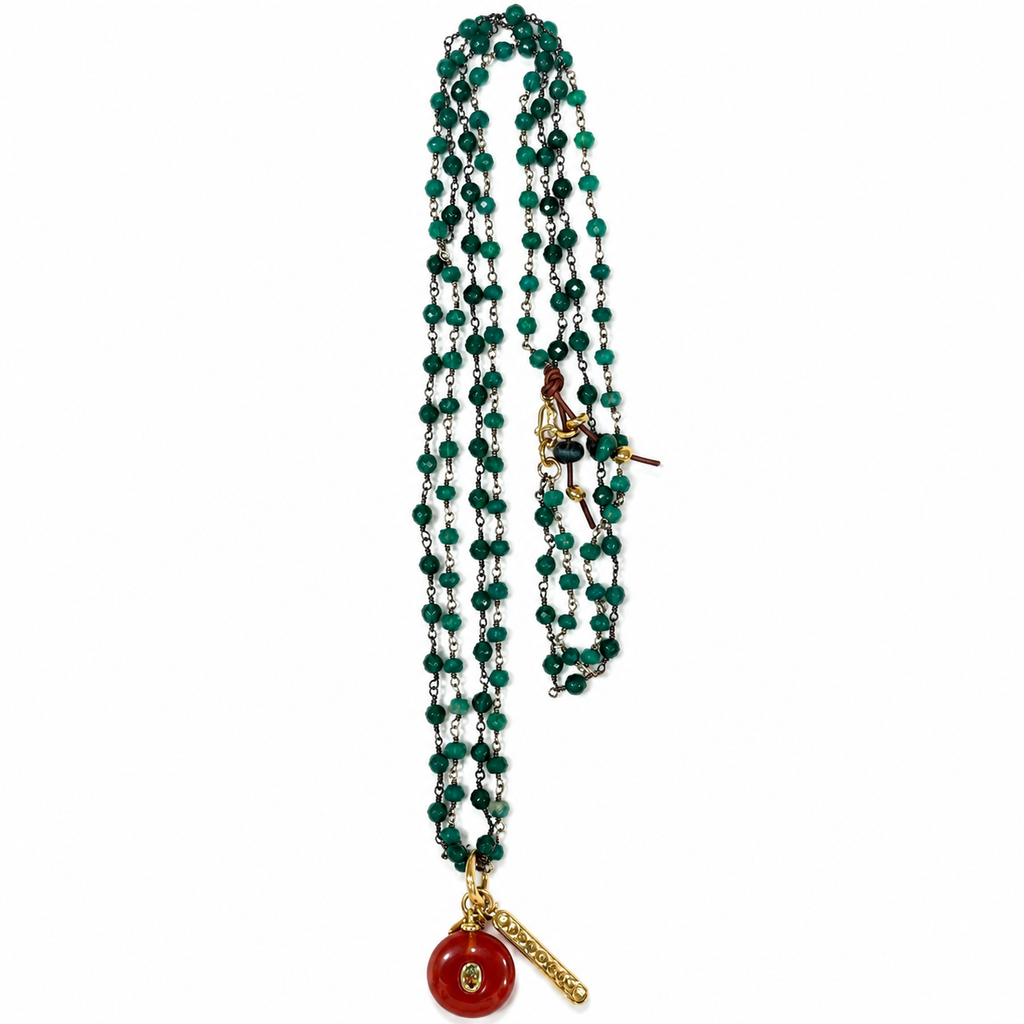 green onyx x carnelian gems necklace