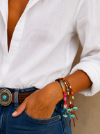 Rainbow gems x leather necklace
