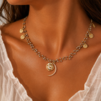 sparkly pyrite moon necklace