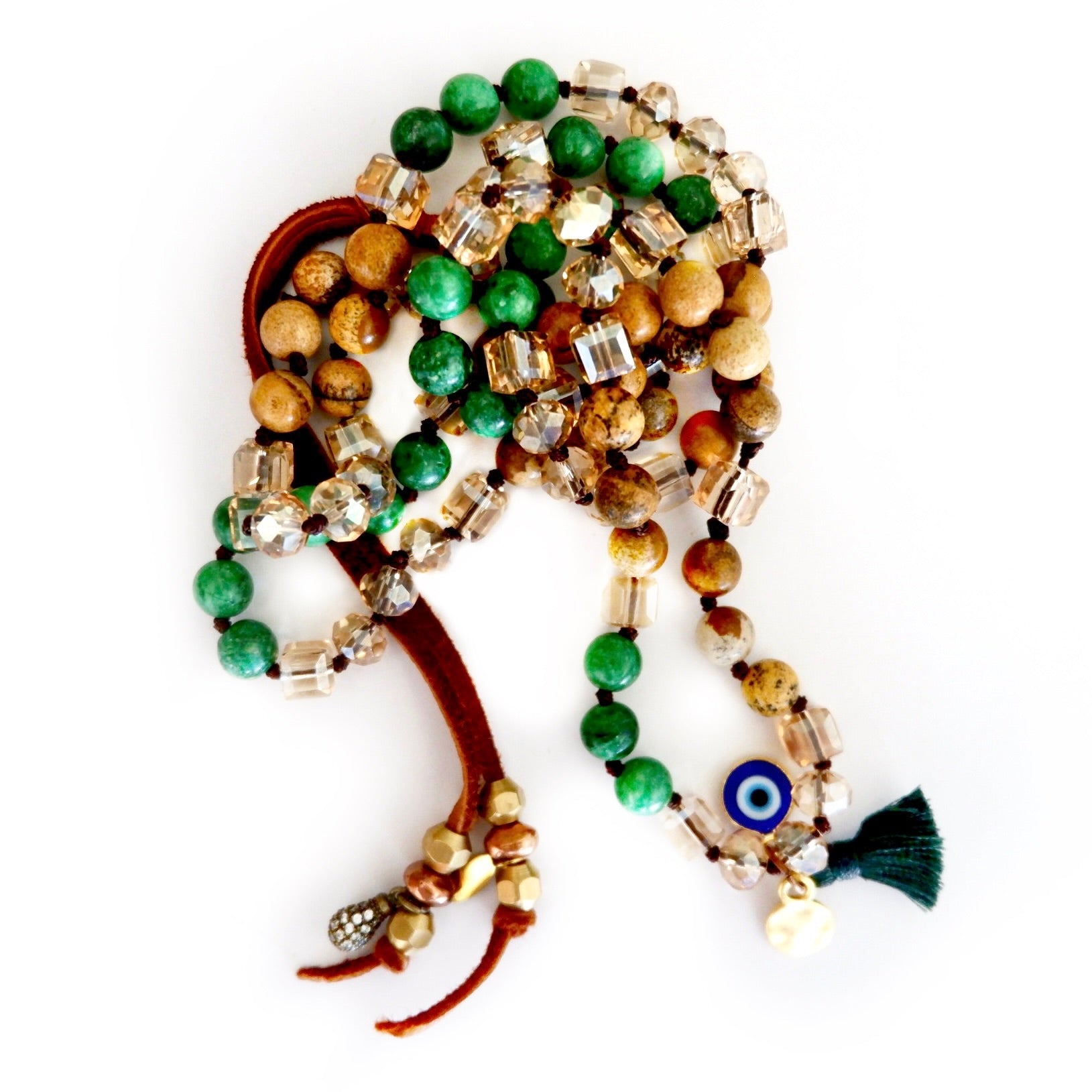 gemstone crystals sandalwood necklace