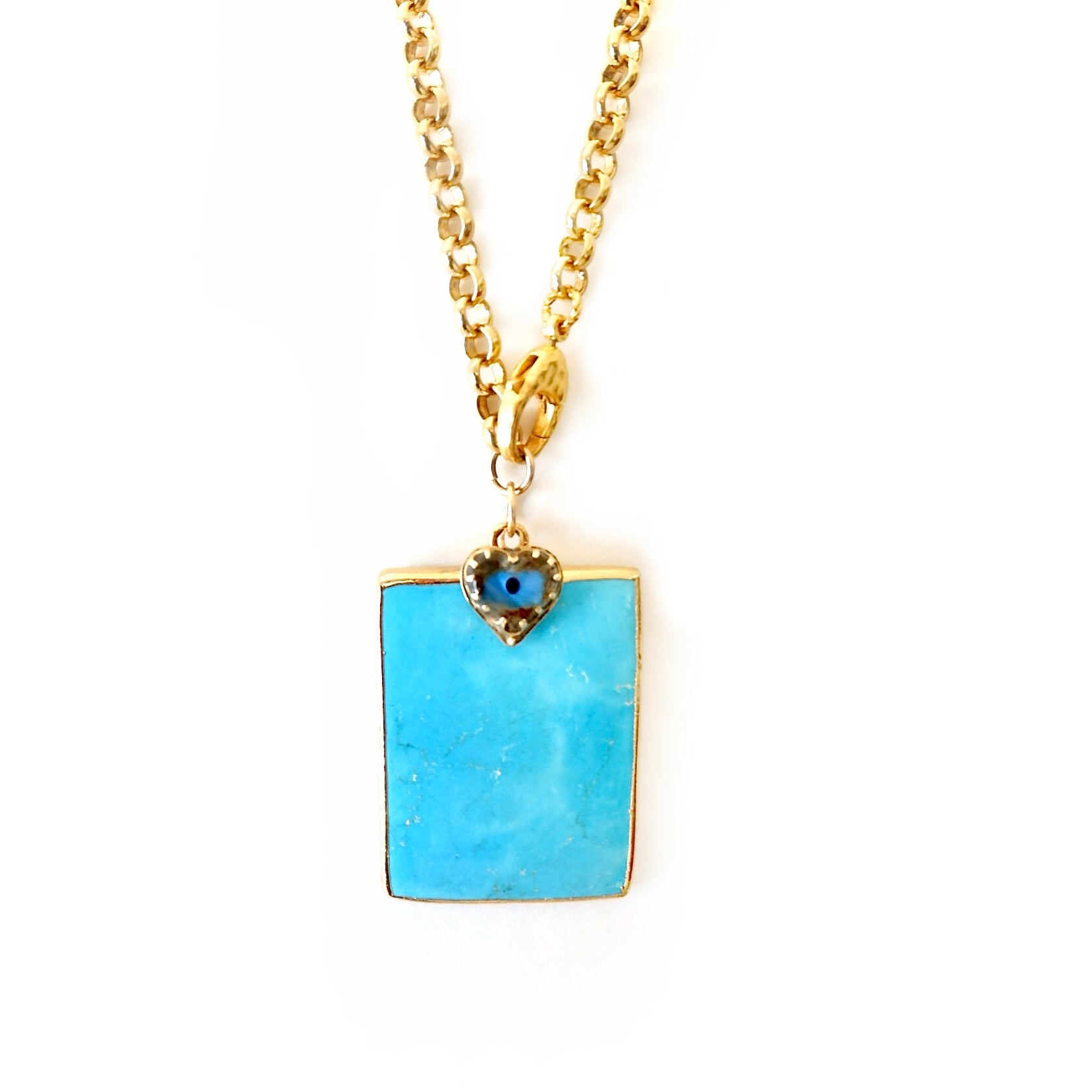 turquoise and vintage heart necklace