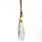 large crystal drop and leather necklace