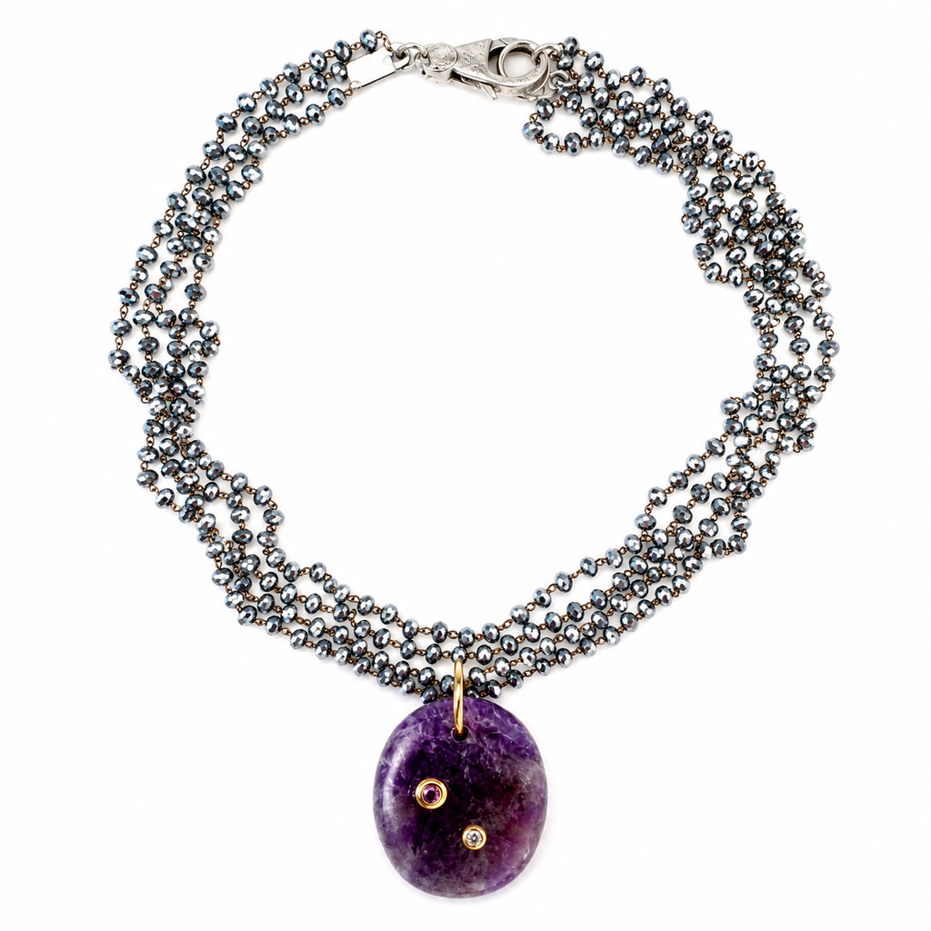 amethyst x hematite chain necklace