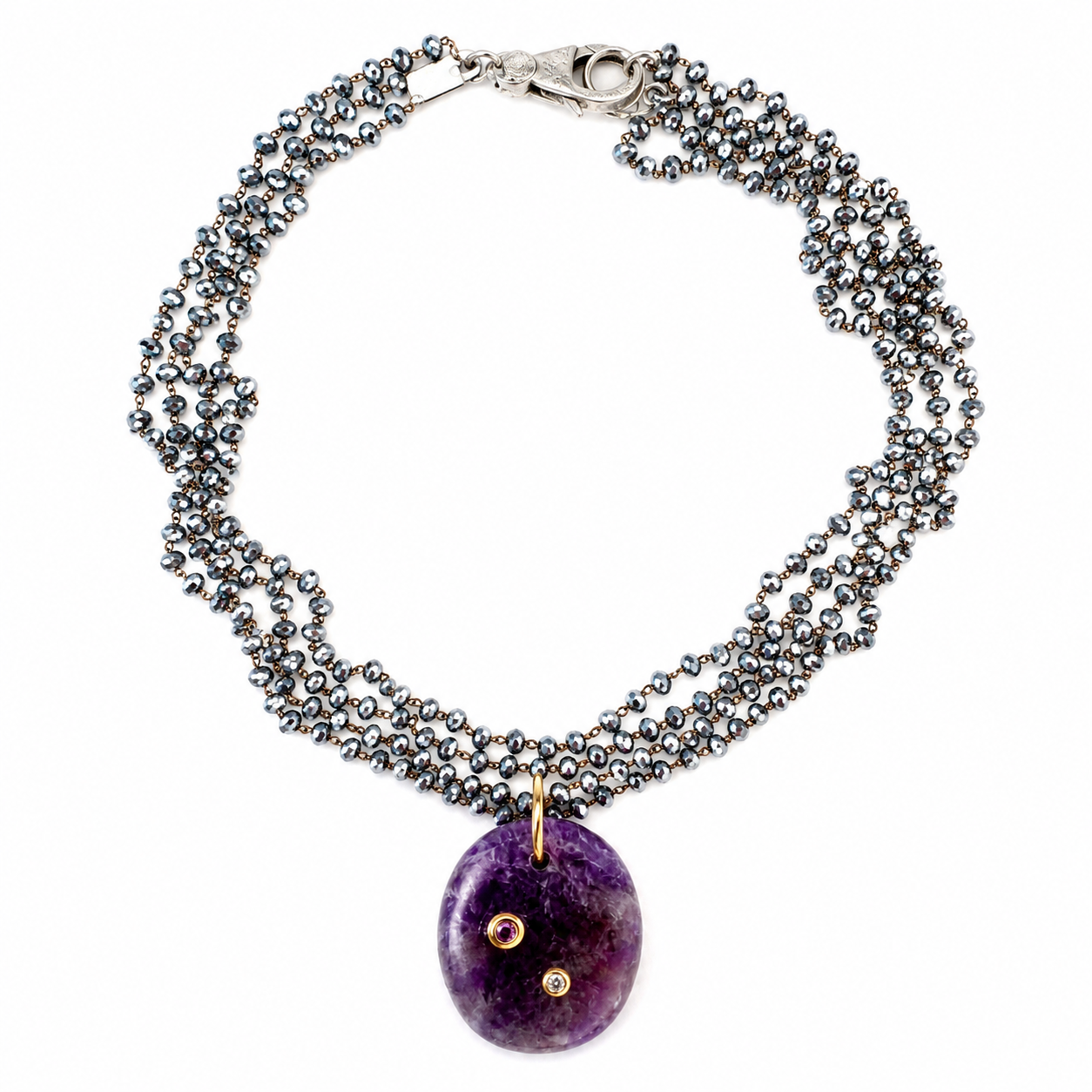 amethyst x hematite chain necklace