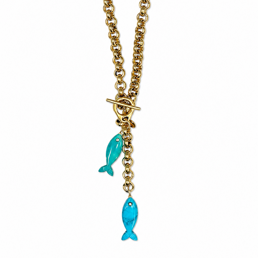 double fish x vintage chain necklace