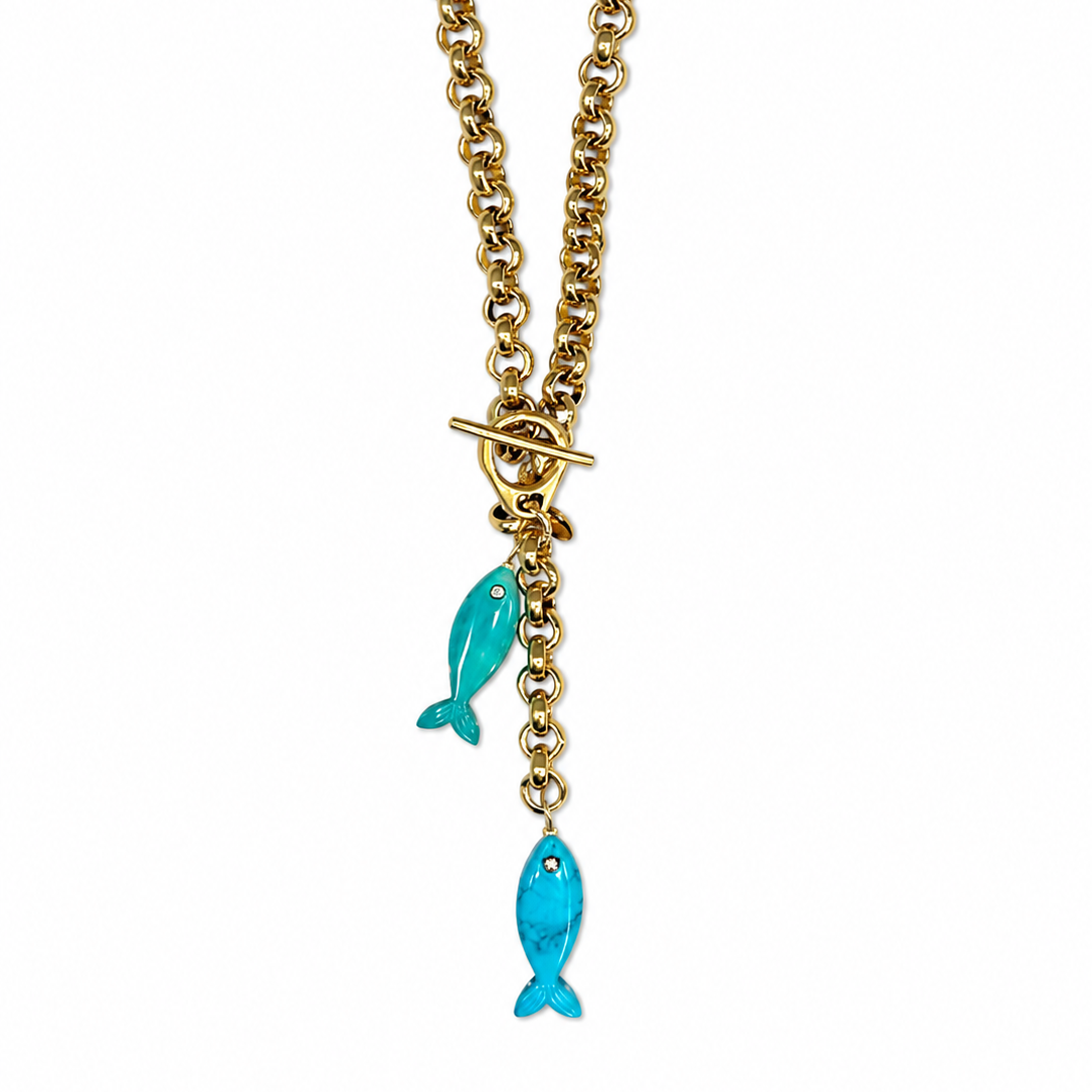 double fish x vintage chain necklace