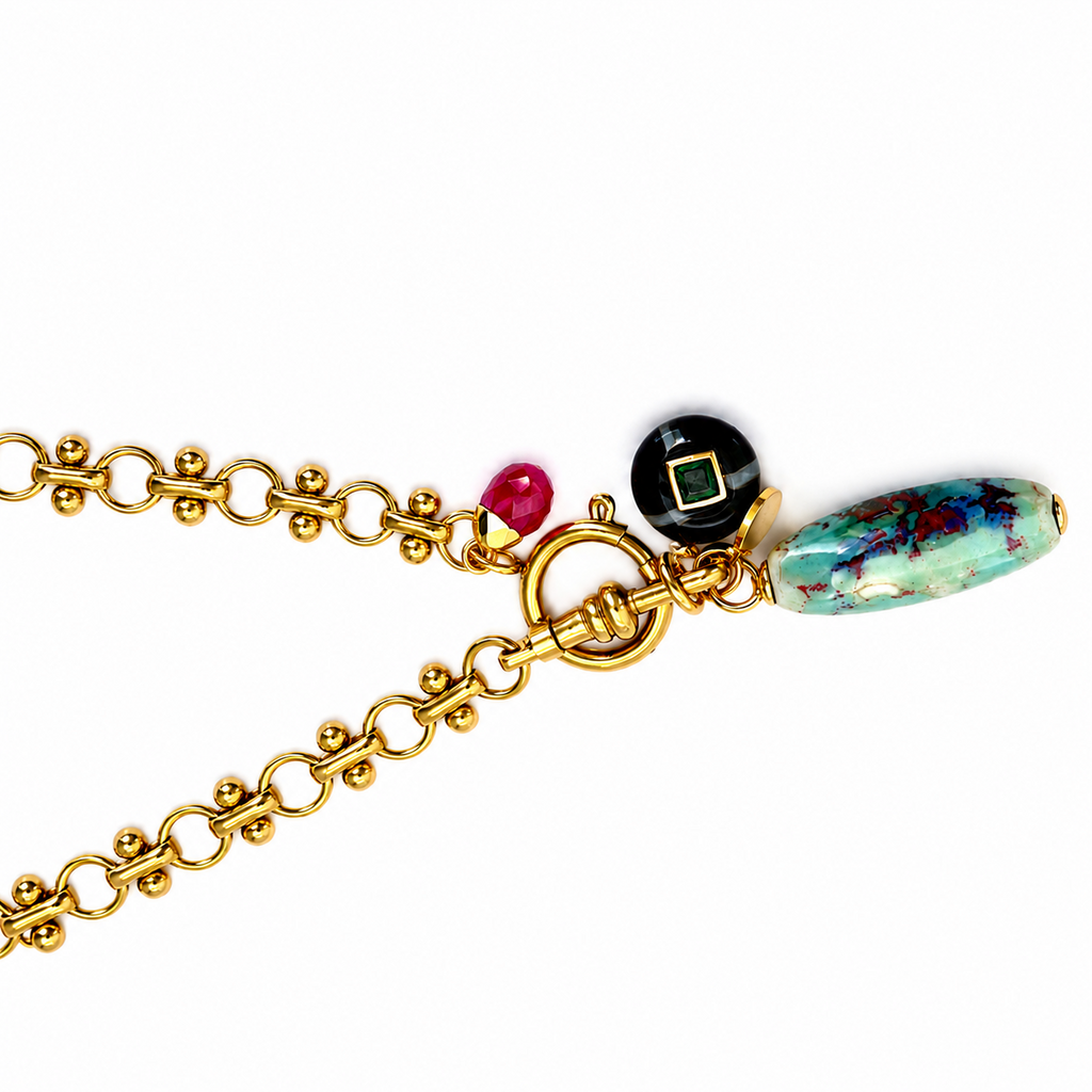 exotic gemstones x vintage chain necklace