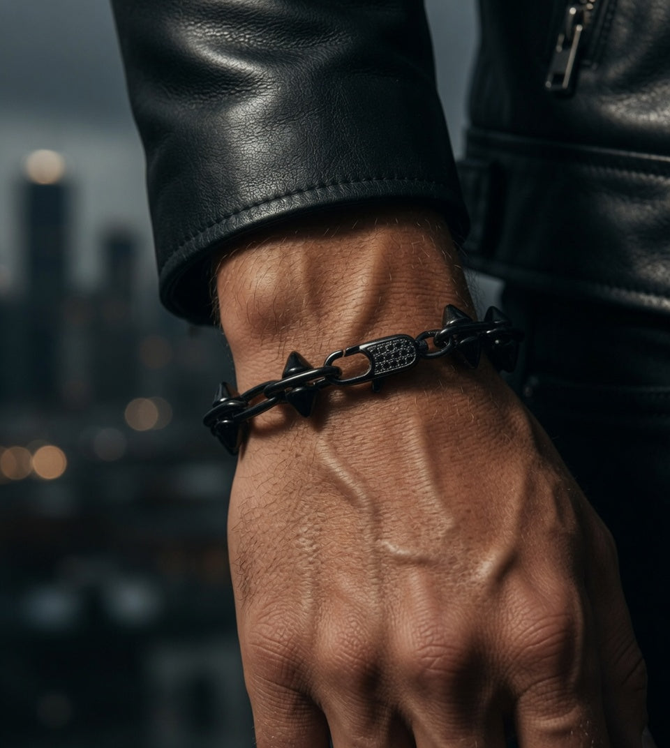 noir spike mens bracelet