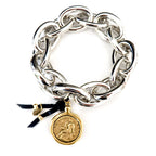 vintage coin and metal chain bangle