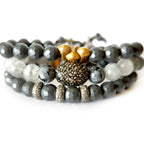 gray moonstone and oval pyrite bracelet