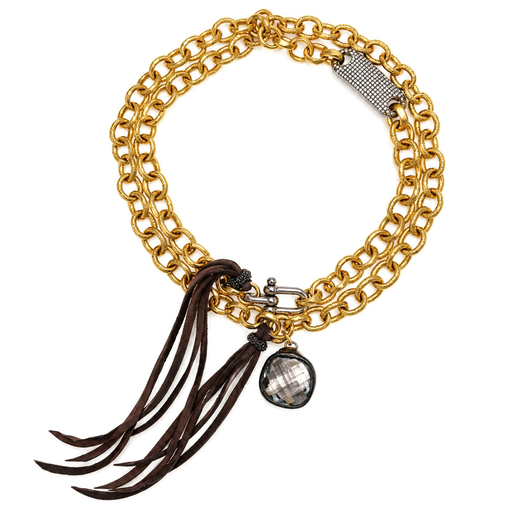Vintage x modern x leather necklace