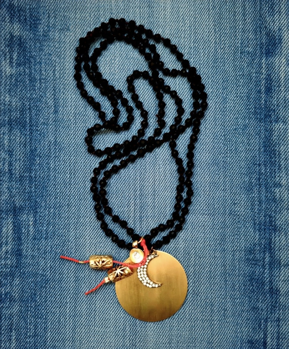 circle x moon necklace