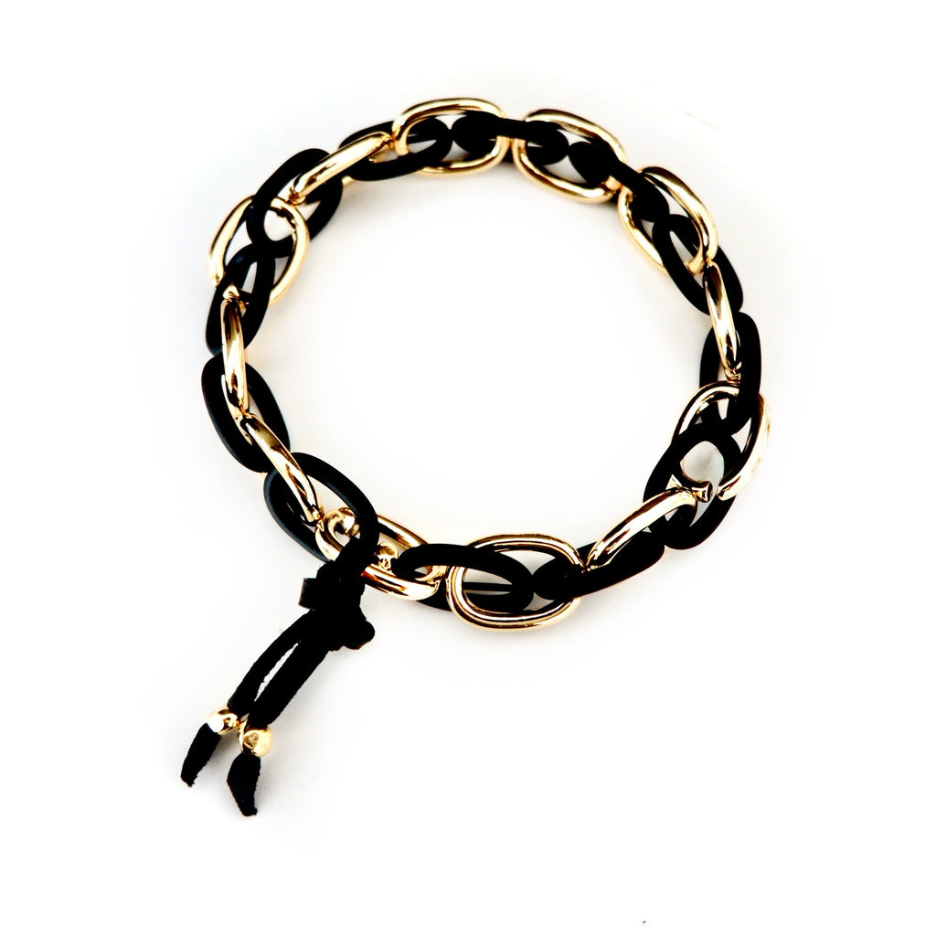 black and gold link chain bracelet