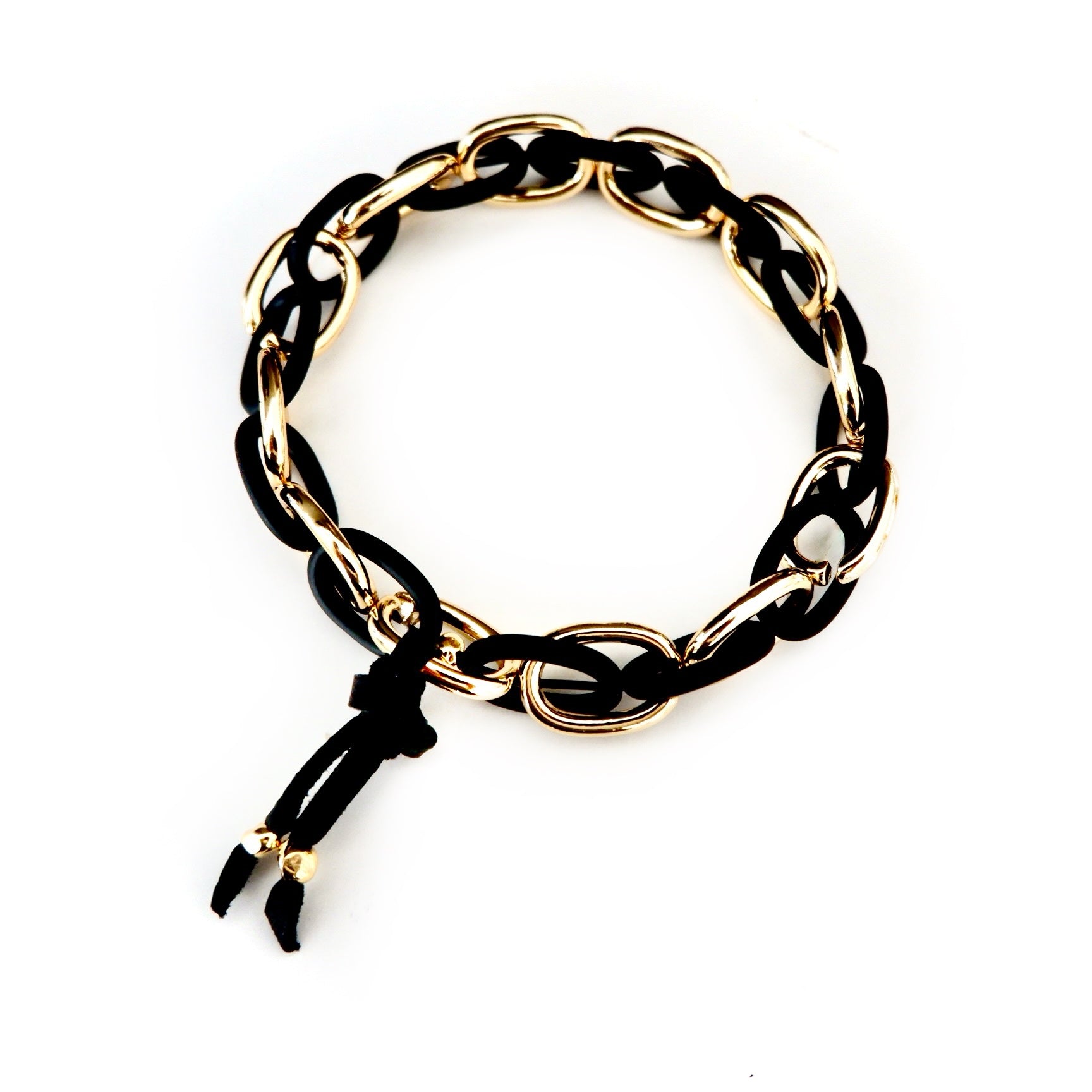 black and gold link chain bracelet