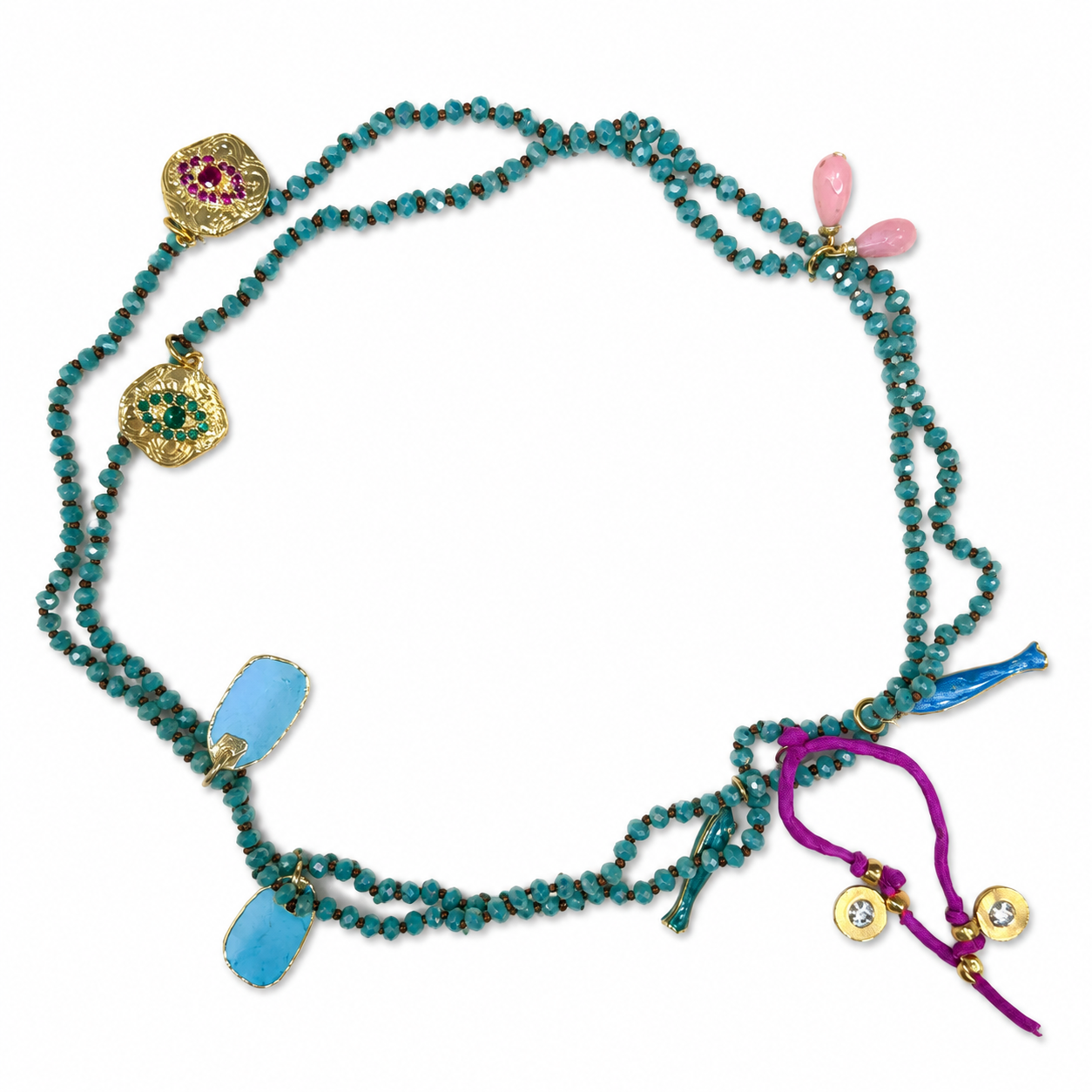 sparkling gems x charms necklace