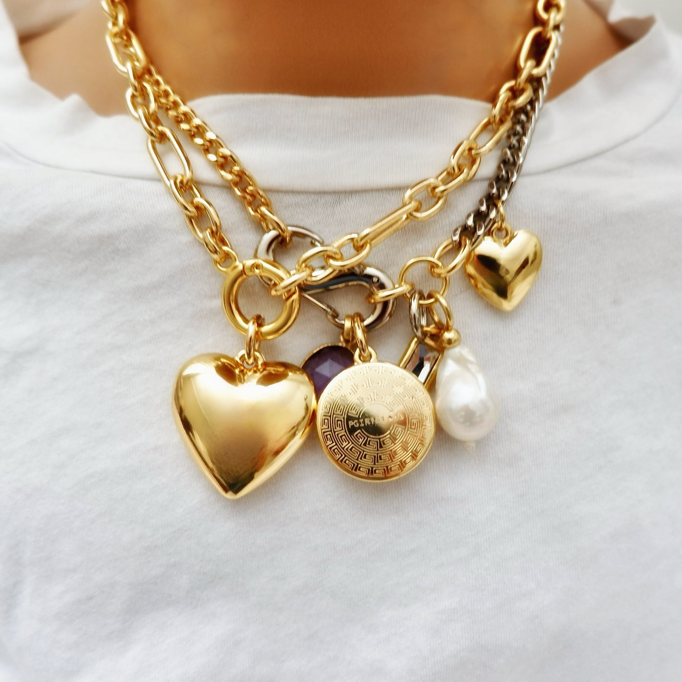 my puffy gold heart necklace