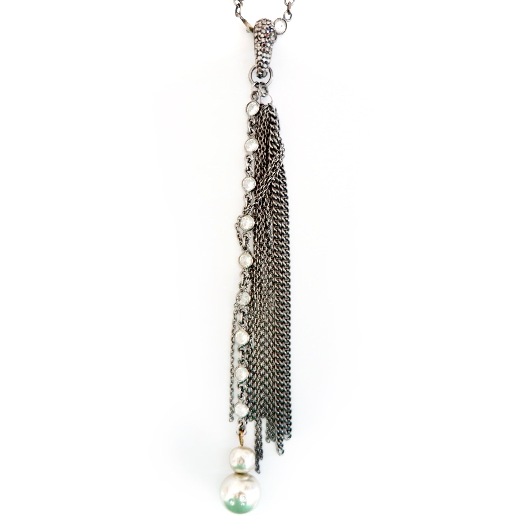 my vintage crystal chain and pearl necklace