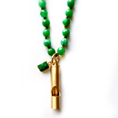 whistle green gemstone necklace