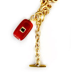 oblong carnelian and vintage chain necklace