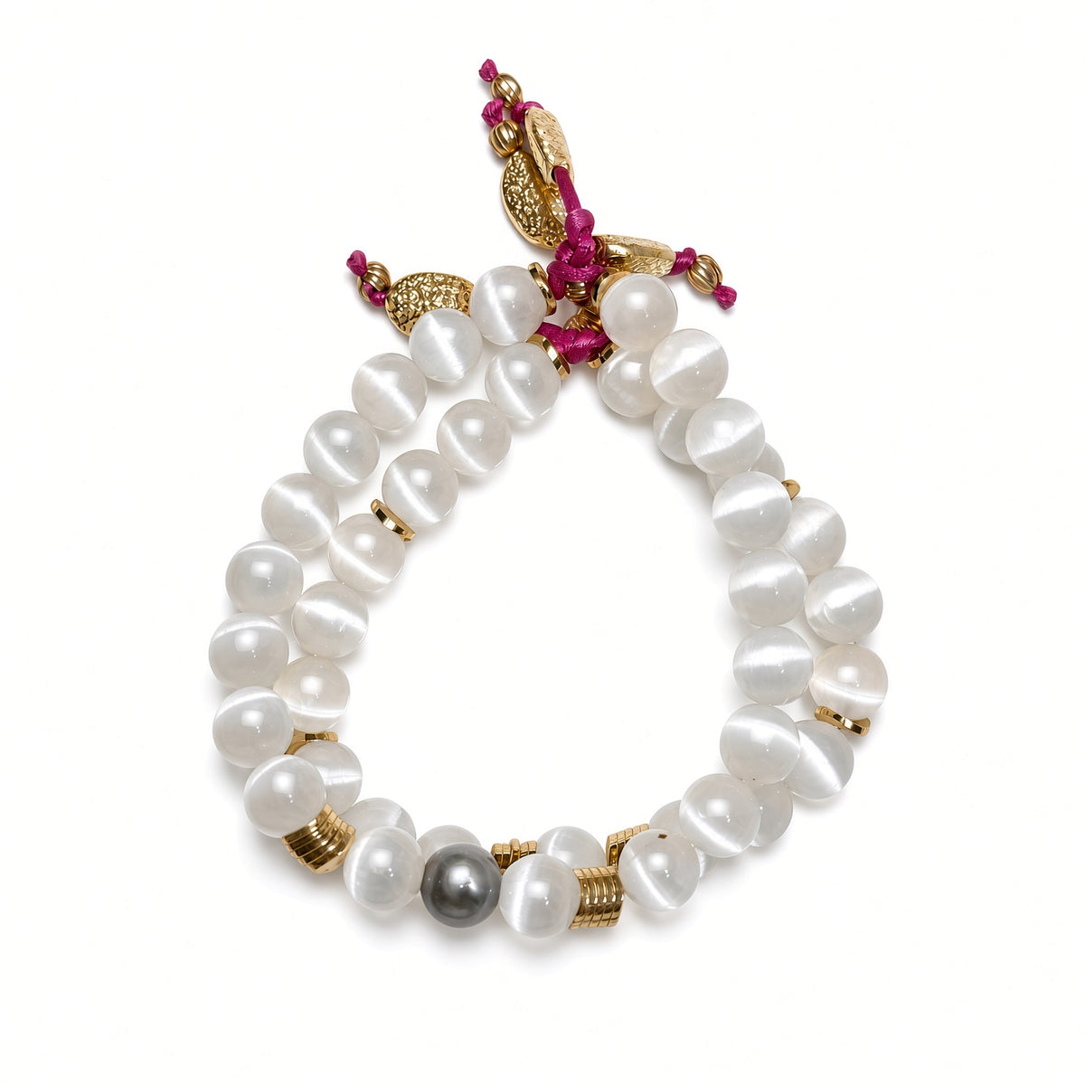 White tigers eye twin set bracelets