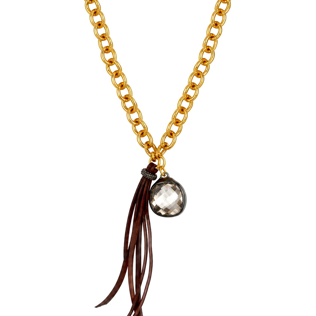 Vintage x modern x leather necklace
