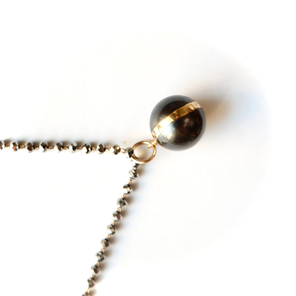 vintage locket pearl pyrite necklace