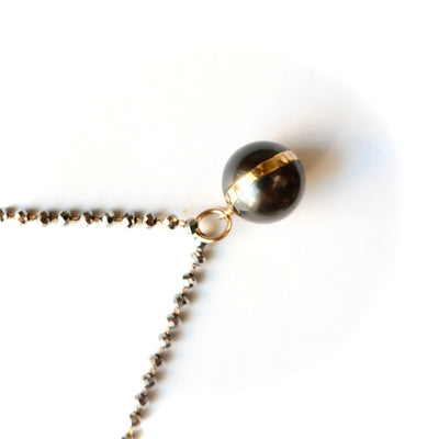 vintage locket pearl pyrite necklace