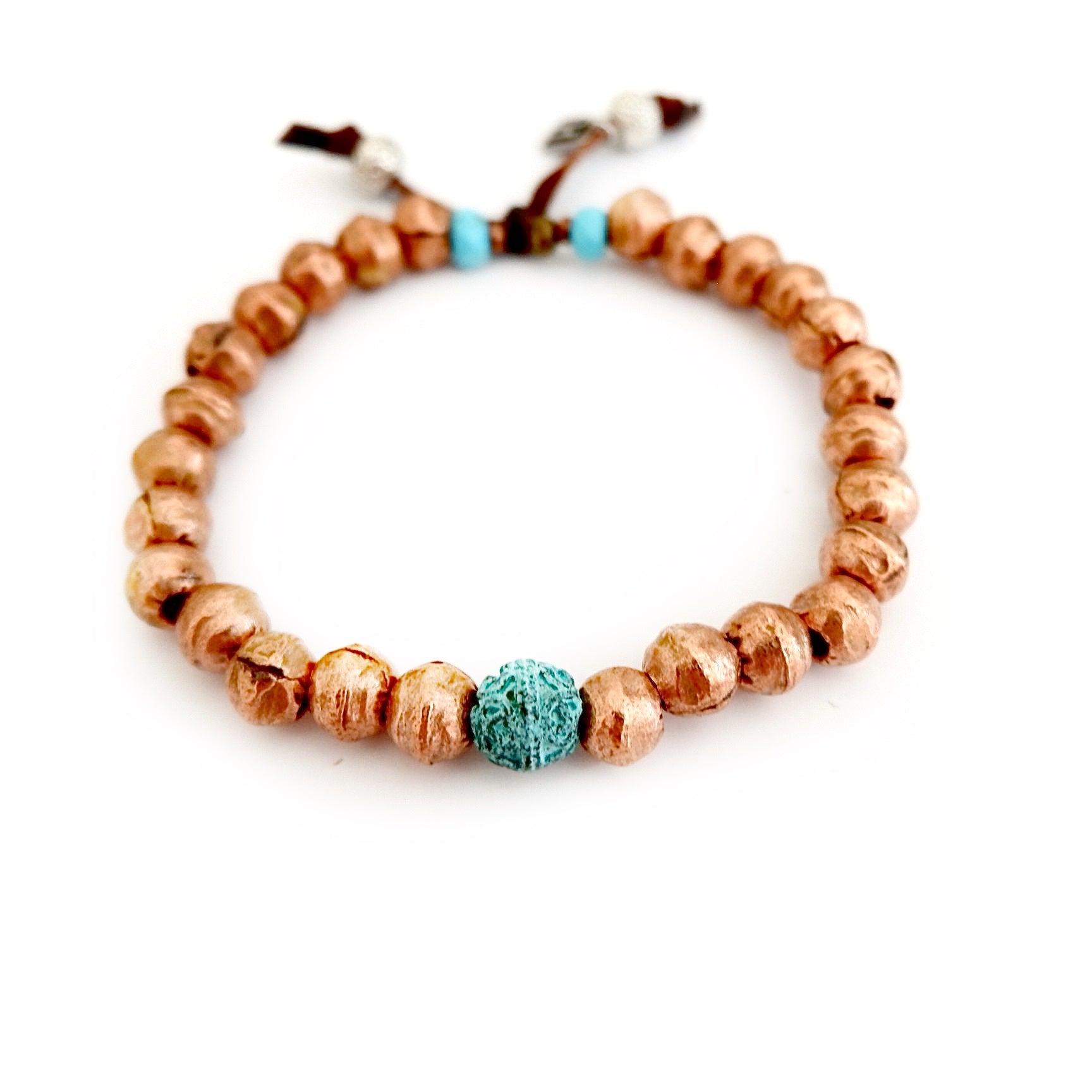 copper turquoise mens bracelet