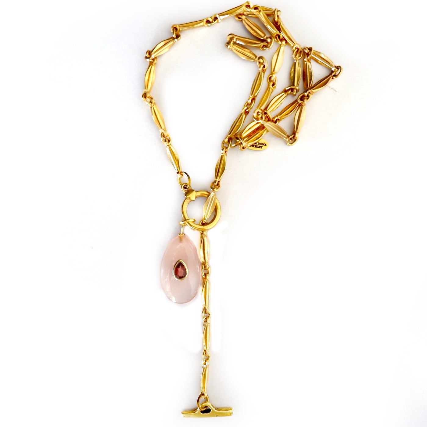 rose quartz pendant vintage chain necklace