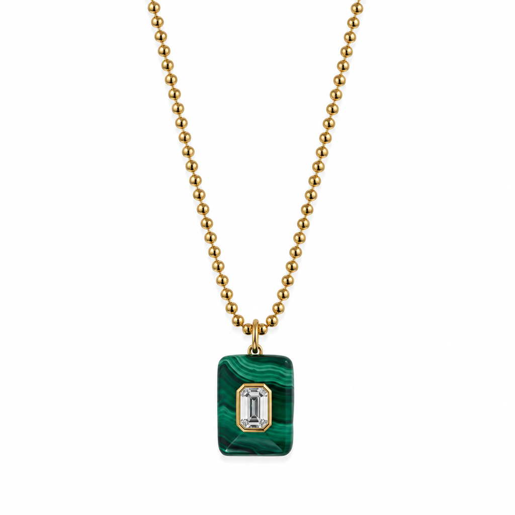 malachite x ball chain necklace