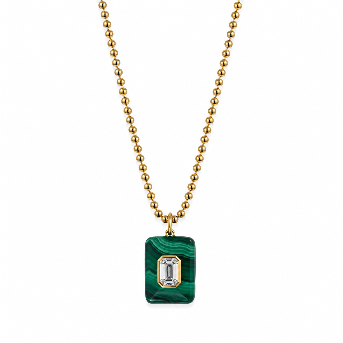 malachite x ball chain necklace