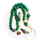 vintage glass on gold strings necklace