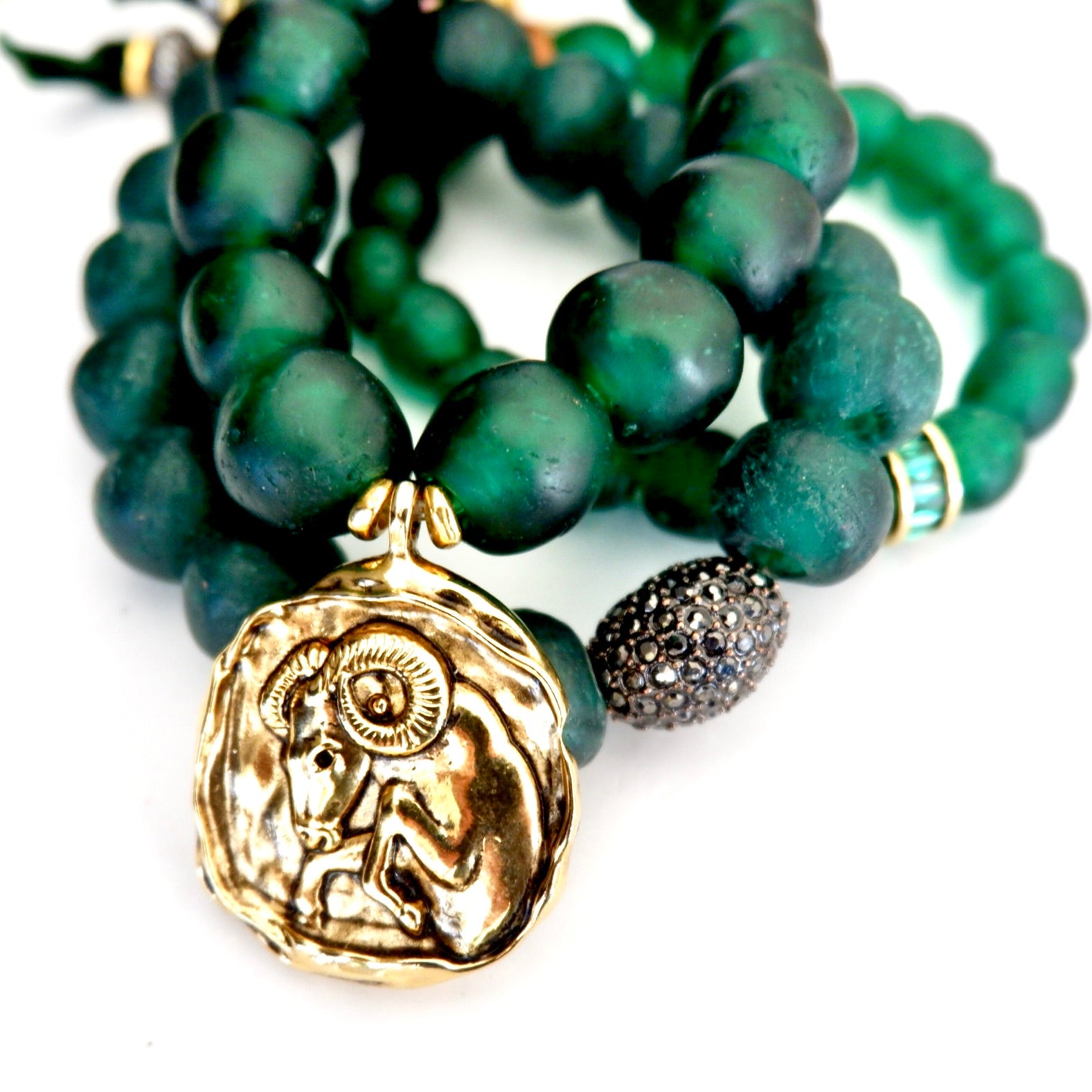 vintage glass magic green bracelet